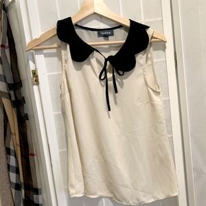 Black scallop Peter Pan color formal sleeveless shirt